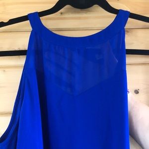 Royal blue high neck flowy top.